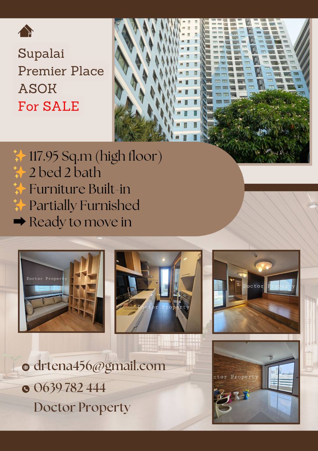 ราคาดีสุดในโครงการ  Vาย SUPALAI PREMIER PLACE ASOK  2 ห้องนอน 2 ห้องน้ำ 117.95 ตรม.  เฟอร์นิเจอร์บิ้วอินทั้งห้อง พร้อมเข้าอยู่  Best Deal!! Supalai Premier Place Asok for Sale   Two Bed, Two Bath 117.95 Sq.m.  Built-in Furniture, Ready to move in!